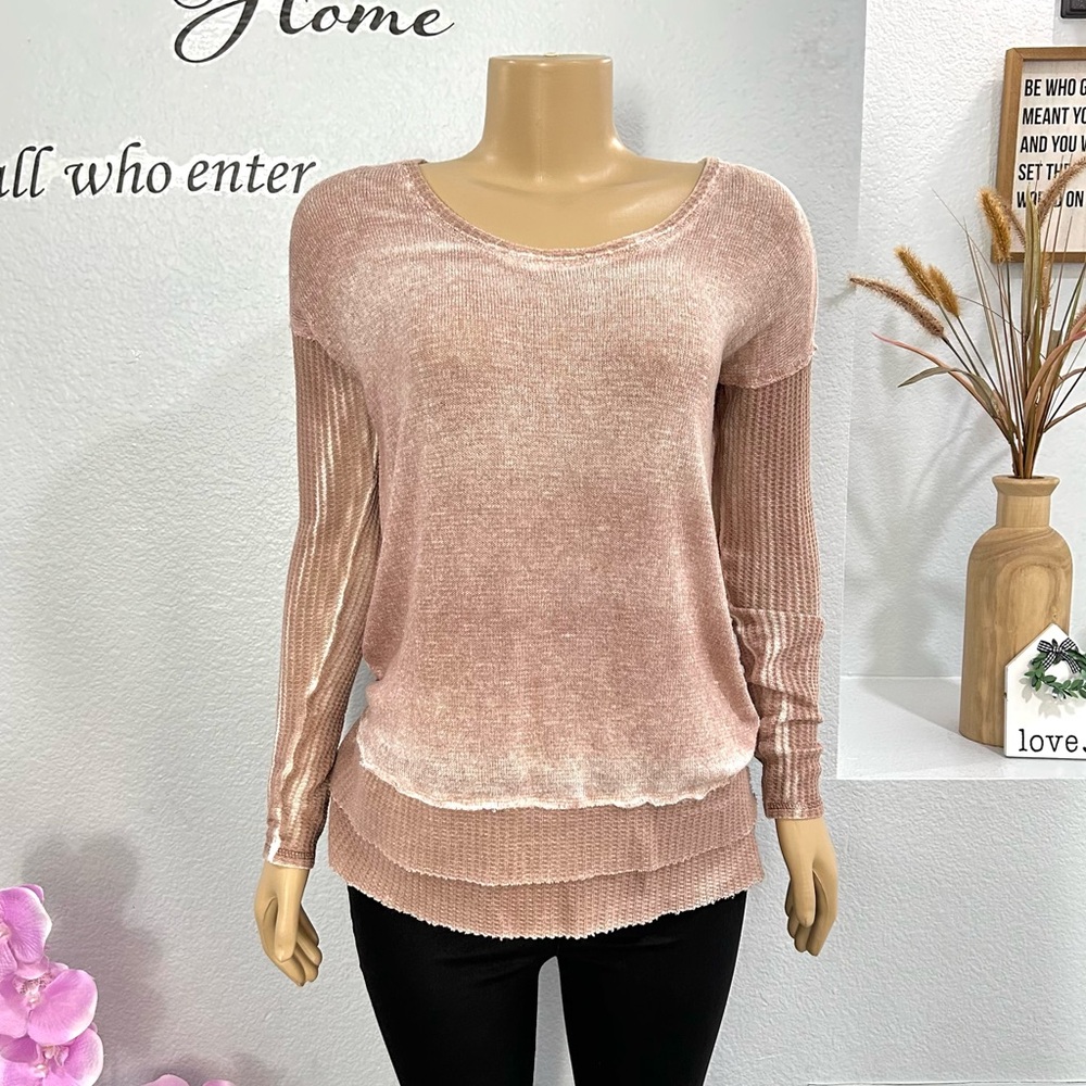 M. Fredric Womens Pullover Sweater Top Size S Small Tie Die Brown Oversized